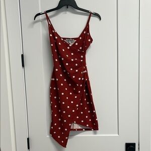 GUC Almost Famous Polka Dot Asymmetrical Wrap Dress, M